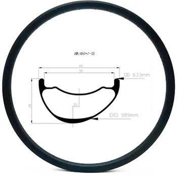 Graphene 29er carbon mtb platišča disc tubeless hookless 45x25mm asimetrija ogljikovih platišča mtb disk kolesa, platišča SEM 460g