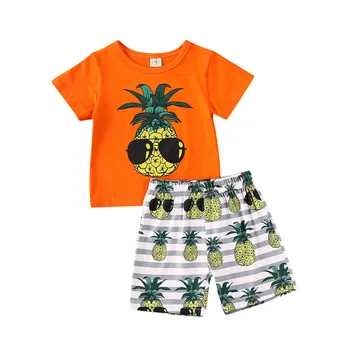 Malčka Fant Obleke 2020 Novorojenih Otrok Dojenček Fant Obleke Ananas Natisnjeni Vrhovi T-Majica, kratke Hlače, Hlače, Obleke 2pcs