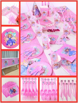 82pc/Set Princesa Sofija Rojstni dan Dobave Dekoracijo Otroci Namizni Prt Skodelice, Krožniki Banner Baby Tuš Uslug Darila