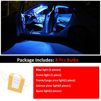 8 Kos Avto Bela barva Notranjosti LED Žarnica Paket Za obdobje 2007-2012 Honda CR-V CRV Auto Zemljevid Dome Licence Lučka za Avto Svetlobe Dodatki