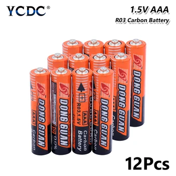 12Pcs 1,5 V AAA Baterije UM4 R03 AM4 Cink-Ogljikovih Baterij Za Svetilko Igrače Original 1,5 V AAA Ogljikovih Suhe Baterije UM4 R03 K3A