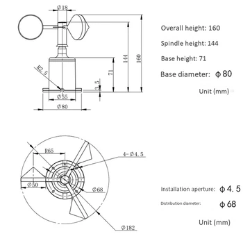 0-70M/S Hitrosti Vetra Senzor Okolje Signal Izhodni Impulz Tip Tri Skodelice Senzor Hitrosti Vetra Anemometer DC5-30V