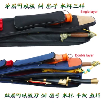 Dvoslojno Zgostitev platno borilne veščine tai chi kung fu vrečko meč vrečke wushu nož paket modra/črna/rdeča/zelena