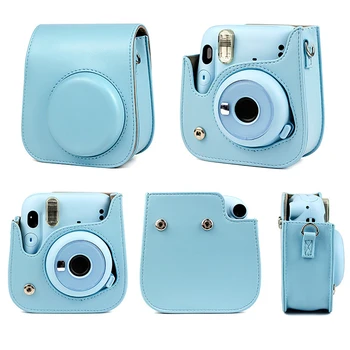 Za Fujifilm Instax Mini 11 Instant Filmsko Kamero PU Usnje Vreča Primeru Zajema Lupini z Ramenski Trak, Roza/Modro/Vijolično/Siva/Bela