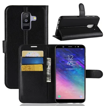 Kasams Usnjena torbica Za Samsung Galaxy A6 Plus A6+ 2018 6 A6 2018 Funda Litchi stria PU Luksuzni Flip privoščite kavico ali koktejl Mobilni Telefon Kritje