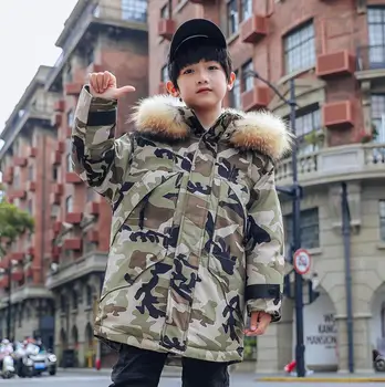 Otrok Maskirnim tiskanja moda navzdol jakno fant navzdol, debelejši plasti otroci outwear vrhovi najstniških jopiči 6-14Y ws1862