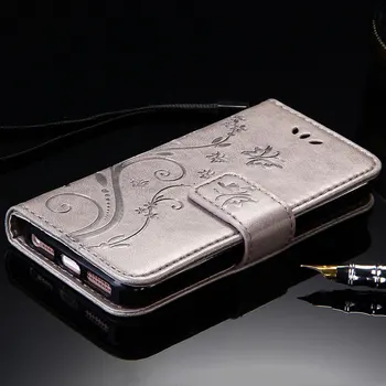 Luksuzni PU Usnje Ohišje Za iPhone 5 5S SE iPhone5 S 5SE Projekcijska Stojala Denarnice Coque s Silikonsko Telefon Hrbtni Pokrovček 3D Cvetlični Vzorec