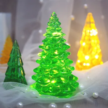 DIY Božično Drevo Noč Svetlobni Okraski Plesni Epoksi Smolo Kalupov za Nakit Prozoren Silikonski Kalup Domu Dekorativni Obrti