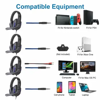 Žične Slušalke Igralec Slušalke Nad uho Gaming Slušalke Stereo Slušalke Za PS4/PS5/Nintendo Stikalo/Xbox En/Laptop/PC