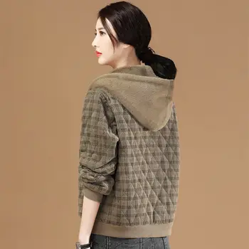 Velvet jakna ženske nove zimske 2020 novi retro žamet oblazinjeni kariran svoboden jagnje, volne, bombaža,-oblazinjena oblačila, bombaž-oblazinjeni jakno