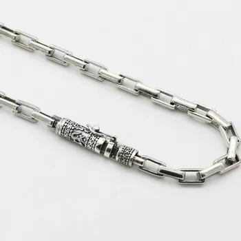 S925 trdna sterling srebro punk stil Tajski srebrna ogrlica dolgo odstavka grobo šest-beseda mantra moške ogrlica dodatki