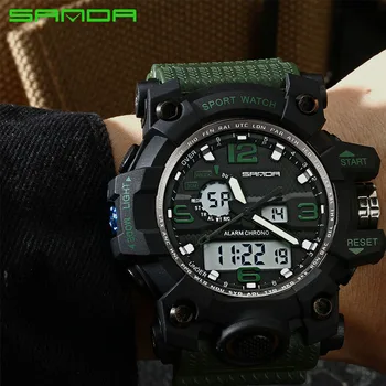 SANDA Ure Moških Analogna Quartz Digitalna Watch Nepremočljiva Športne Ure za Moške Silikona LED Elektronski Watch Relogio Masculino