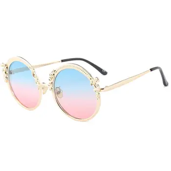 Sončna očala za ženske blagovne znamke oblikovalec Retro dekoracijo krog oculos Steampunk Kovinski Okvir lunette Visoke Kakovosti Roza UV400