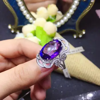 Veliki popusti vijolično gem obroč, velika velikost cenovno vijolični Ametist gemstone prstan srebrn prstan ženske obroč naravni biser 925 srebrni nakit