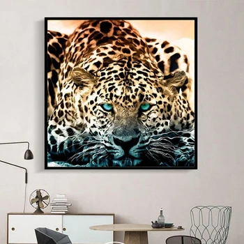 EverShine Diamond Slikarstvo Celoten Kvadratni Leopard Diamond Vezenje Živali Navzkrižno Šiv Rhoinestones Umetnosti Ročno Izdelani Stenski Dekor