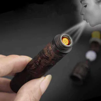 4 Slogi Kitajske Kulture Lažji USB Polnjenje Asher Sandalovine Carving Zraka, ki piha Lažji Veter-dokazilo Cigaret Orodje Firefolder