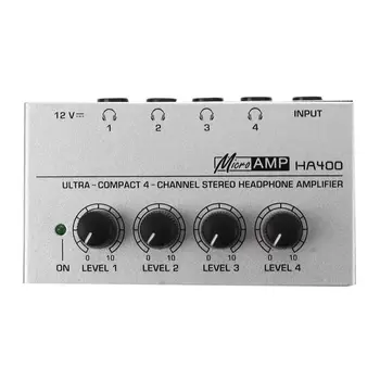 HA400 4 Channel Ultra-kompaktne Slušalke Stereo Audio Ojačevalnik Ojačevalnik Microamp
