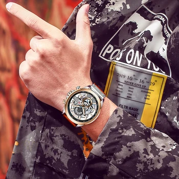 CURREN Moške Luksuzne blagovne Znamke Priložnostne Šport Mehanska ura za Moške Vojaške Pašček Usnje Moda Pazi Moški Kronograf Watch