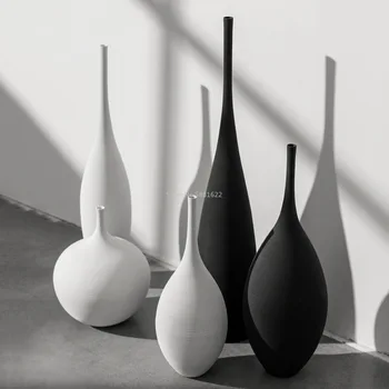 Sodobno Minimalistično Ročno Umetnost Zen Črno Bele Keramične Vaze Okraski Dnevna Soba Namizni Vaza Model Doma Dekoracijo