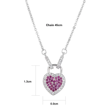 925 sterling srebro romantična ljubezen srce ključ pink kristalno ženske'pendant ogrlice nakit ženske kratke verige darilo za rojstni dan