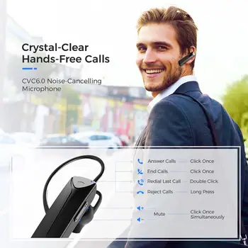 Mpow EM19 Enem Poslovnem Brezžične Slušalke Bluetooth 5.0 do 20H Čas Predvajanja CVC 6.0 šumov Mikrofona Za Voznika Telefoni