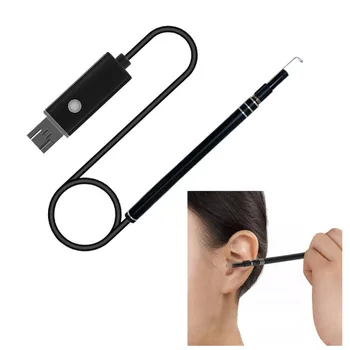2 v 1, USB Uho Čiščenje Endoskop Visual Earpick Z Mini Kamero HD Večnamensko Uho Orodje za Čiščenje Black #271588