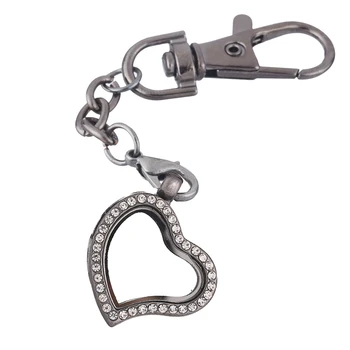 10pcs/veliko Srce oster Z Nosorogovo odprite locket Key Ring twist Spomin Živi Magnet Stekla Keychains Locket za Plavajočo orodno vrstico charms