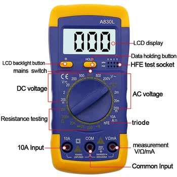 A830L Digitalni LCD Multimeter Voltmeter Ampermeter AC DC OHM Volt Current Tester za Mobilni Telefon Popravila