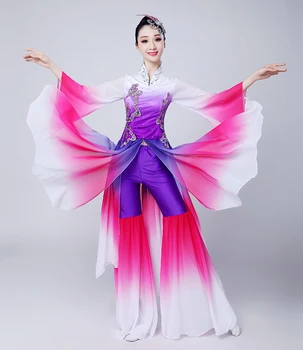Gradient starodavne kitajske kostum hanfu obleko fazi ples wear ženske Lirično fazi kostum za orientalski ples kostume, vijolična