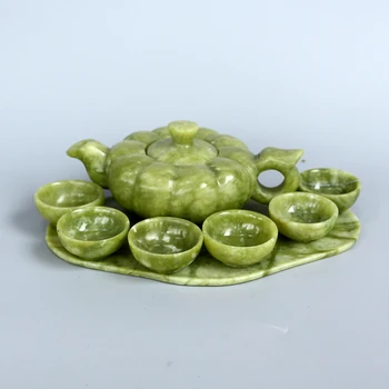 Kitajski Ročno izrezljane Jade naravnih jade lantian jade čajnik čaja nastavite gospodinjski set