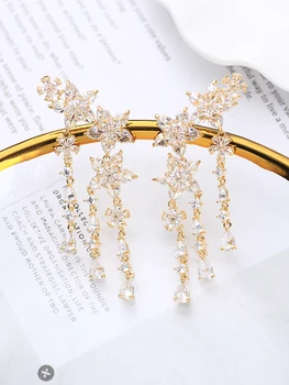 XIUMEIYIZU Lepa Mini Cvet Tassel Uhani Luxury Gold Plating Cirkon Jewelri Kristalno Angel Uho Zamah Plezalec Uhani