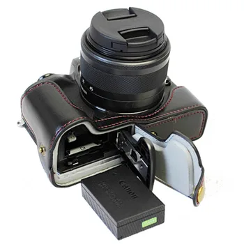 Pribor komplet Polovico Telesa Usnjena torbica + Filter + Objektiv Kapuco Skp + Steklo LCD Protector za Canon EOS M50 s 15-45 mm objektiv Fotoaparata