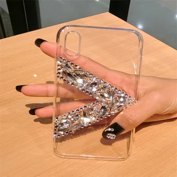 3D Kristalno Diamond Ročno izdelane Srebrnine Primeru Telefon Za Xiaomi mi 9 10 8 Lite 9 Opomba 10 10pro Nosorogovo Crystal Akrilna Pokrov