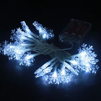 2m 3m 4m 5m 10m 20m LED Snežinka na Baterije, ki Napaja Pravljice Niz Luči Notranja Zunanja Garland Novo leto Stranka Božični dekor