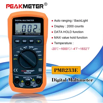 LCD Digitalni Merilnik Multimeter AC DC Ampermeter Napetost Multitester Tester PEAKMETER MS8233E