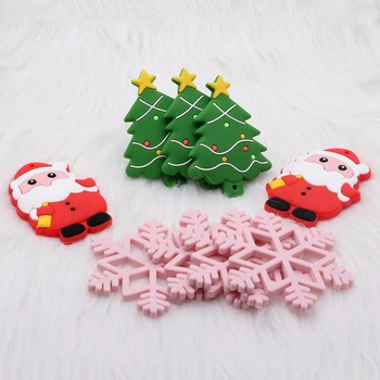 Novo 10Pcs Božično Drevo Santa Snežinka Silikonski Teether Obesek Oprema DIY Baby Mini Igrača Eksplozije