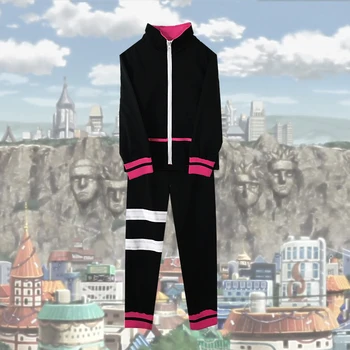 Anime Naruto Shippuden Uzumaki Boruto Cosplay Kostum Black Sportwear Za Noč Čarovnic Suknjič Hlače Komplet Z Lasuljo