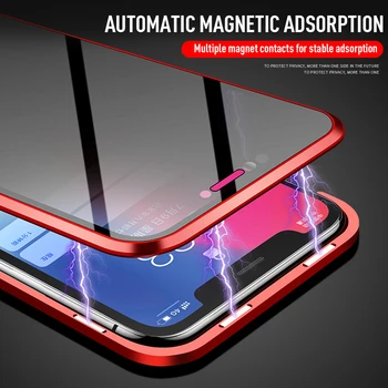 Nove Magnetne Stekla Zasebnosti Kovinski Primeru Telefon Za iPhone XR XS MAX X 8 7 Plus Coque 360 Magnet Antispy Zaščitni Pokrov Spusti Ladje