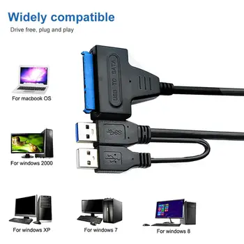 USB3.0 enostaven pogon kabel USB dvojno glavo, da 2.5 inch USB NA SATA kabel za prenos pretvorbo trdi disk kabel