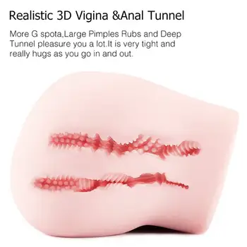 18+ Moški Masturbator Sex Lutka Realistično 3D Ženska Vagina Analni Dual channel Velika Rit Masturbator Žep Muco Adult Sex Igrača za Moške