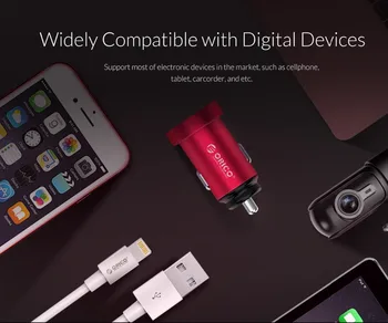 ORICO 5V 12W Dual Mini USB Avto Polnilec Hitro Polnjenje za iPhone Huawei Xiaomi Moč Socket Adapter za Cigaretni Vžigalnik Avto-Polnilnik