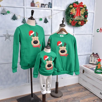 Božič Družinski Jesensko Zimski Pulover Bombaž Runo Topla Oblačila Baby Jumpsuit Za Odrasle Otroke Božič Starš-Otrok Ujemanja Obleke