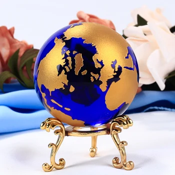 6 cm Modra Kristal Zemljo Steklo 3D Svetu Kristalno Kroglo Sferi doma Okraski Figur Dom Dekoracija dodatna Oprema Darila