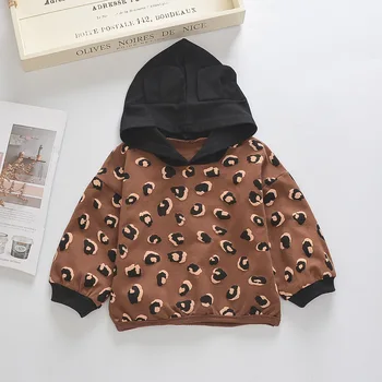 Baby Fantje Dekleta Sweatshirts Pomlad Risanka Bombaž Vrhovi Otroci Baby Dolg Rokav Hoodies Leopard Tiskanja Otroci Oblačila