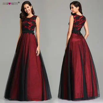 Haljo de Soiree Longue Elegantne Črne Čipke Rdeča Prom Oblačenja Dolgo Poceni Appliques Šifon Večerne Vestido de Praznik