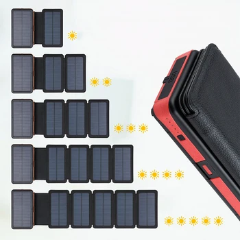 Prenosni 20000mAh Brezžični Polnilnik Sončne Energije Banke Z Led-Lučka Dual USB Nepremočljiva Zložljive Sončne celice, Polnilec Power bank