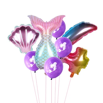8pcs paket sirena party število 123456789 balon 1 rojstev dan 1. eno leto starega rojstni dekor otroci folijo rep balon morje