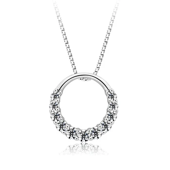 Sinya 925 sterling Srebrni obesek ogrlica Moda krog design z 18-inch sterling srebro polje verige za ženske, dekleta ljubimec