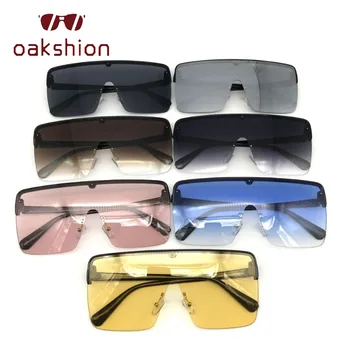 Oakshion Prevelik Kvadratnih Rimless sončna Očala Ženske Moški Masko Ravno Top sončna Očala brez okvirjev Velik Okvir Enega Kosa Očala UV400