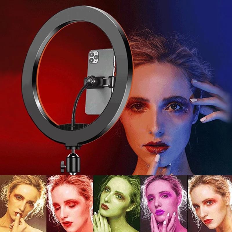 10 inch RGB Obroč Svetlobe S Stojalom Telefon Stojalo LED Selfie Ringlight Zatemniti Barvite Fotografije Obroč Lučka za Pretakanje Trganju